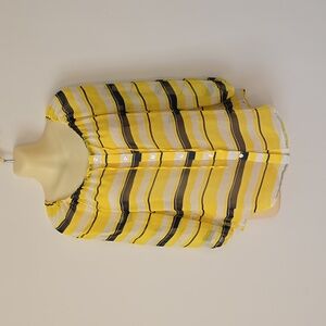Ann Taylor Yellow/Blue Striped Sheer Cover up Long Sleeves Button-Down Size XSP